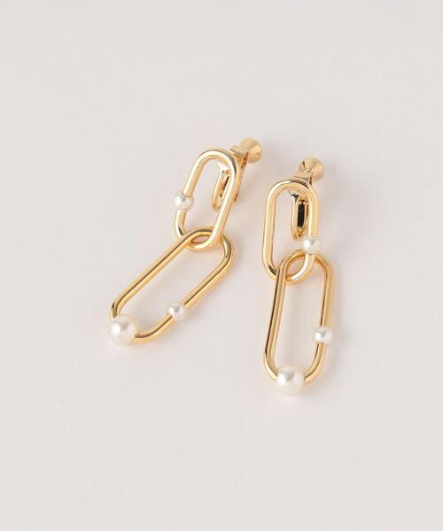 BEAUTY&YOUTH UNITED ARROWS(ビューティーアンドユースユナイテッドアローズ)の「ダブルチェーン フェイクパール イヤリング(イヤリング・レディース・ゴールド・FREE)」の1枚目の写真