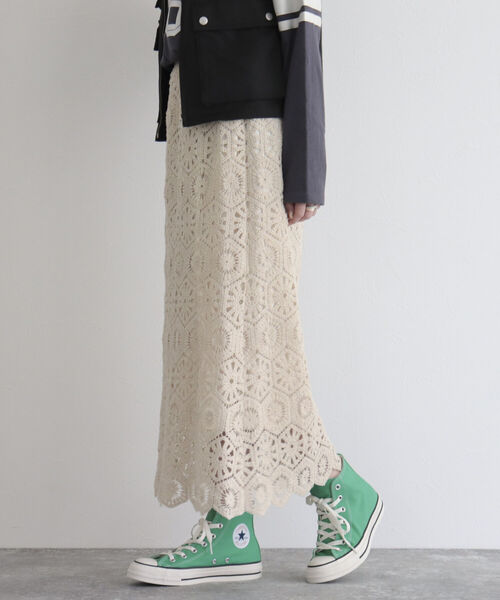 fredy emue（フレディエミュ）の「【セットアップ可能】コットンレースマーメイドスカート（スカート・レディース・アイボリー/チャコールグレー・38）」の22枚目の写真