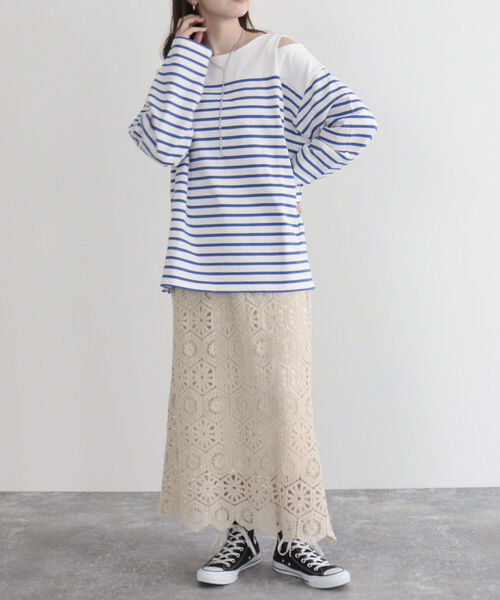 fredy emue（フレディエミュ）の「【セットアップ可能】コットンレースマーメイドスカート（スカート・レディース・アイボリー/チャコールグレー・38）」の13枚目の写真