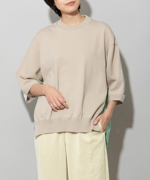 Munich（ミューニック）の「リネンコットンニット×タイプライタードッキングプルオーバー（ニット/セーター・レディース・ベージュ/ネイビー/ホワイト・FREE）」の19枚目の写真