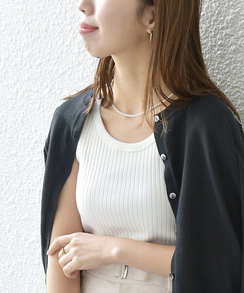 SHIPS any（シップス エニィ）の「SHIPS any:〈洗濯機可能〉テレコ タンクトップ 23SS（タンクトップ・レディース・イエロー/ブラック/その他/ホワイト・ONE SIZE）」の2枚目の写真