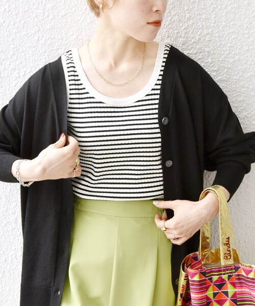 SHIPS any（シップス エニィ）の「SHIPS any:〈洗濯機可能〉テレコ タンクトップ 23SS（タンクトップ・レディース・イエロー/ブラック/その他/ホワイト・ONE SIZE）」の8枚目の写真