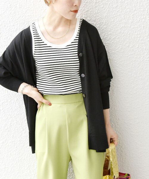 SHIPS any（シップス エニィ）の「SHIPS any:〈洗濯機可能〉テレコ タンクトップ 23SS（タンクトップ・レディース・イエロー/ブラック/その他/ホワイト・ONE SIZE）」の19枚目の写真