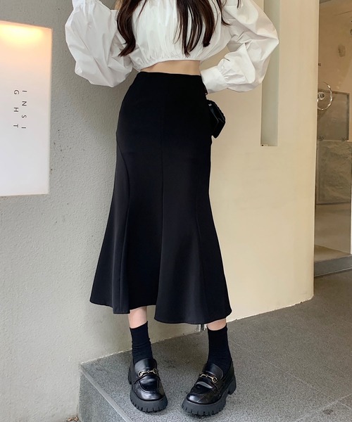 NinaetLina（ニナエリナ）の「ハイウエストマーメイドスカート（ジャンパースカート・レディース・ブラウン/ブラック・M/L/XL）」の2枚目の写真