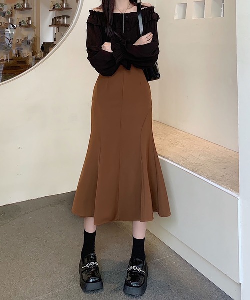 NinaetLina（ニナエリナ）の「ハイウエストマーメイドスカート（ジャンパースカート・レディース・ブラウン/ブラック・M/L/XL）」の9枚目の写真