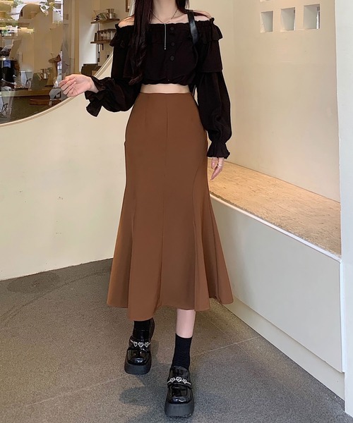 NinaetLina（ニナエリナ）の「ハイウエストマーメイドスカート（ジャンパースカート・レディース・ブラウン/ブラック・M/L/XL）」の12枚目の写真