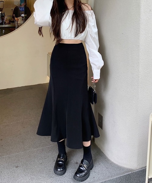 NinaetLina（ニナエリナ）の「ハイウエストマーメイドスカート（ジャンパースカート・レディース・ブラウン/ブラック・M/L/XL）」の3枚目の写真