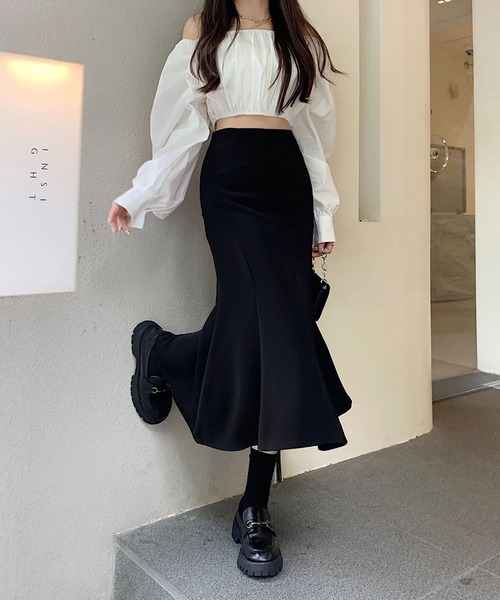 NinaetLina（ニナエリナ）の「ハイウエストマーメイドスカート（ジャンパースカート・レディース・ブラウン/ブラック・M/L/XL）」の6枚目の写真