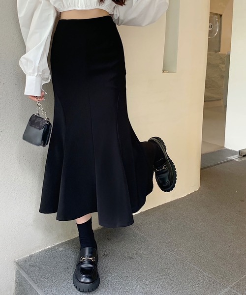 NinaetLina（ニナエリナ）の「ハイウエストマーメイドスカート（ジャンパースカート・レディース・ブラウン/ブラック・M/L/XL）」の7枚目の写真