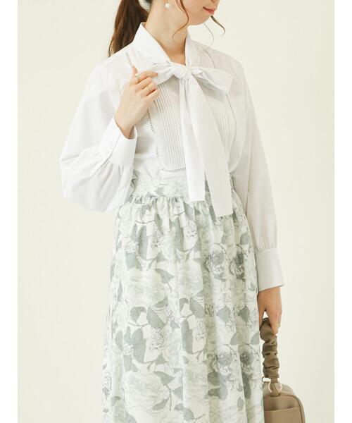 Te chichi(テチチ)の「ハシゴレースボウタイシャツブラウス(シャツ/ブラウス・レディース・ブルー/ブラック/オフホワイト・フリ-)」の9枚目の写真