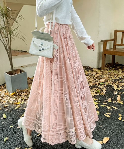 Primazel(プリマゼル)の「フレアレースロングスカート(スカート・レディース・ベージュ系その他/パープル系その他/ベージュ系その他2/ピンク系その他/ブラック系その他2/ブラック系その他・M)」の6枚目の写真