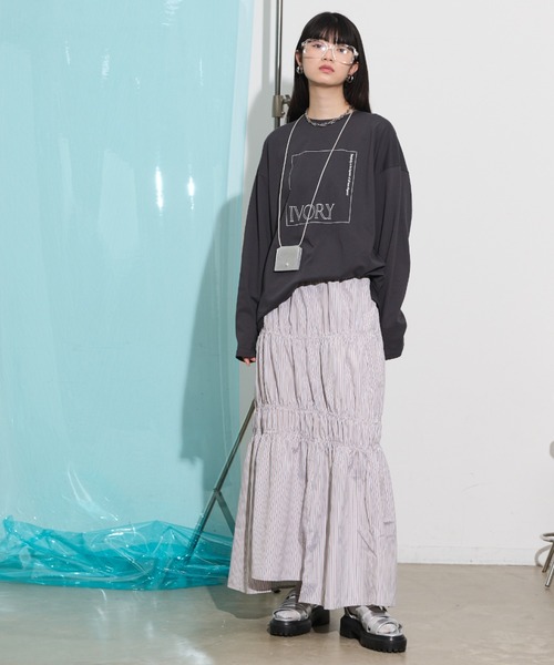 THE YOn（ザヨン）の「"IVORY"ボックスロゴロングスリーブTシャツ（Tシャツ/カットソー・レディース・ライム/アイボリー/チャコールグレー・FREE）」の9枚目の写真