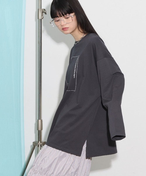 THE YOn（ザヨン）の「"IVORY"ボックスロゴロングスリーブTシャツ（Tシャツ/カットソー・レディース・ライム/アイボリー/チャコールグレー・FREE）」の11枚目の写真