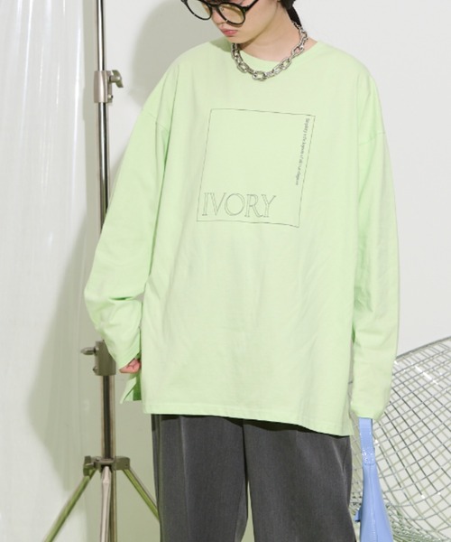THE YOn（ザヨン）の「"IVORY"ボックスロゴロングスリーブTシャツ（Tシャツ/カットソー・レディース・ライム/アイボリー/チャコールグレー・FREE）」の14枚目の写真