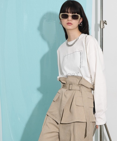 THE YOn（ザヨン）の「"IVORY"ボックスロゴロングスリーブTシャツ（Tシャツ/カットソー・レディース・ライム/アイボリー/チャコールグレー・FREE）」の17枚目の写真