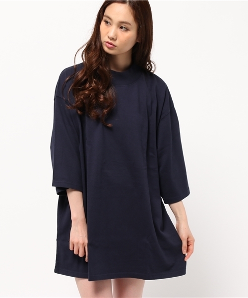 CIAOPANIC(チャオパニック)の「【Ciaopanic】 度詰めハイネックビッグTee/OP(ワンピース・レディース・その他19/ホワイト/ネイビー・FREE)」の3枚目の写真