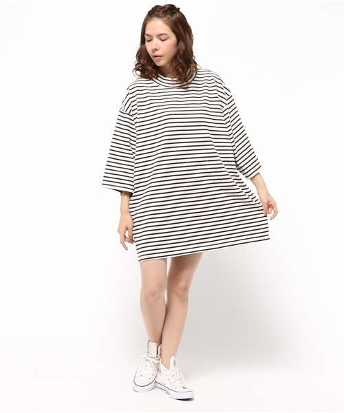 CIAOPANIC(チャオパニック)の「【Ciaopanic】 度詰めハイネックビッグTee/OP(ワンピース・レディース・その他19/ホワイト/ネイビー・FREE)」の7枚目の写真