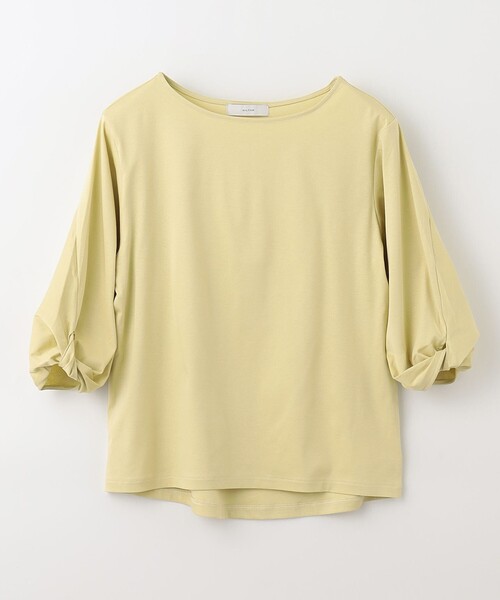 ANY(エニィ)の「【接触冷感】シルケットスムース ツイストスリーブトップス(Tシャツ/カットソー・レディース・グレー系/オールドローズ系/グリーン系/アイボリー系/ライトグリーン系/ベージュ系/ブラック系・3/2)」の14枚目の写真