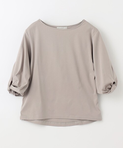ANY(エニィ)の「【接触冷感】シルケットスムース ツイストスリーブトップス(Tシャツ/カットソー・レディース・グレー系/オールドローズ系/グリーン系/アイボリー系/ライトグリーン系/ベージュ系/ブラック系・3/2)」の13枚目の写真
