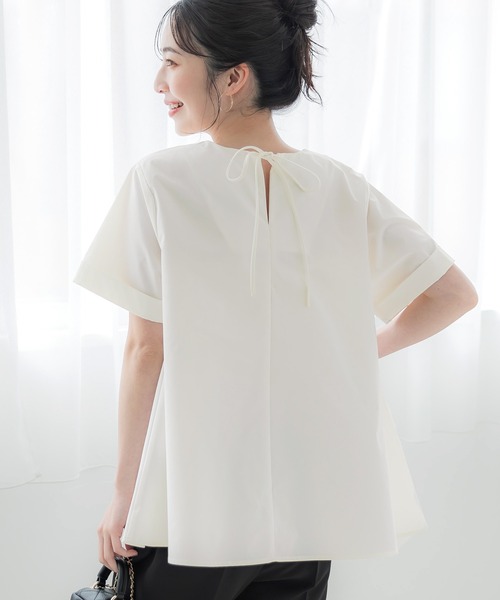 coca(coca)(コカ)の「パリフワバックリボンAラインブラウス(シャツ/ブラウス・レディース・ブラック/ホワイト/グリーン/ライトベージュ・M/L)」の2枚目の写真