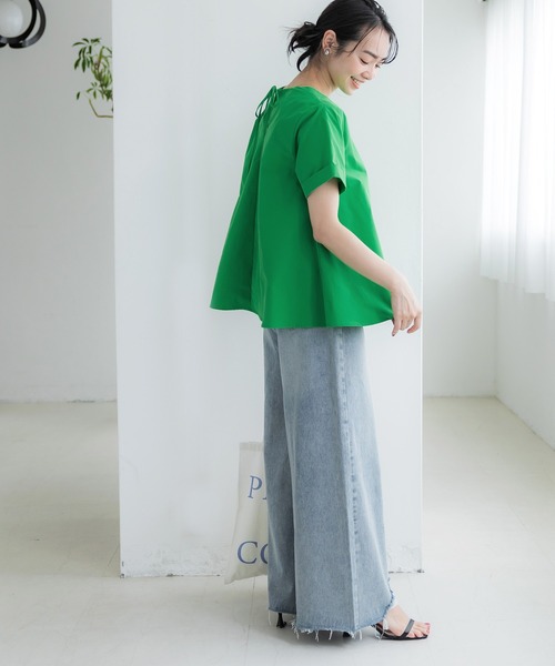 coca(coca)(コカ)の「パリフワバックリボンAラインブラウス(シャツ/ブラウス・レディース・ブラック/ホワイト/グリーン/ライトベージュ・M/L)」の6枚目の写真