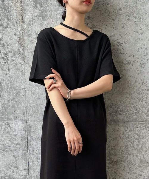 select MOCA by son(セレクトモカバイソン)の「ネックレイヤードリラックスワンピース(ワンピース・レディース・ブラック/ベージュ/ホワイト/ライトグレー・FREE)」の9枚目の写真