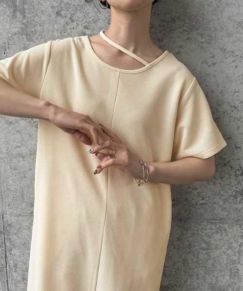 select MOCA by son(セレクトモカバイソン)の「ネックレイヤードリラックスワンピース(ワンピース・レディース・ブラック/ベージュ/ホワイト/ライトグレー・FREE)」の7枚目の写真