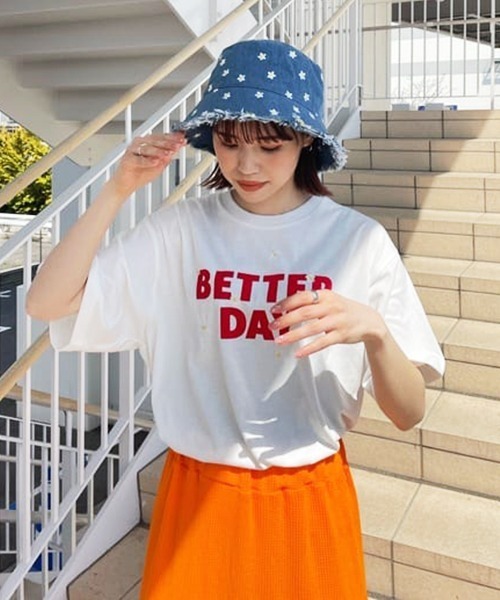 RODEO CROWNS WIDE BOWL（ロデオクラウンズワイドボウル）の「Flower embroidery HAT（ハット・レディース・ライトブルー/ブルー・FREE）」の3枚目の写真