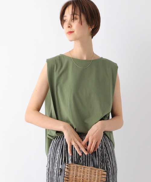 LEPSIM（レプシィム）の「ショルダータックノースリーブ　163547（Tシャツ/カットソー・レディース・ブラック/オフホワイト/カーキ/ホワイト×ブラック/パープル系その他・FREE）」の5枚目の写真