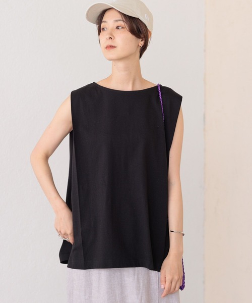 LEPSIM（レプシィム）の「ショルダータックノースリーブ　163547（Tシャツ/カットソー・レディース・ブラック/オフホワイト/カーキ/ホワイト×ブラック/パープル系その他・FREE）」の4枚目の写真