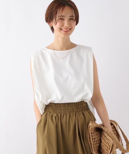 LEPSIM（レプシィム）の「ショルダータックノースリーブ　163547（Tシャツ/カットソー・レディース・ブラック/オフホワイト/カーキ/ホワイト×ブラック/パープル系その他・FREE）」の20枚目の写真