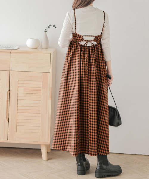 ミシェルマカロン サイドカットギンガムチェックワンピース フリーサイズ