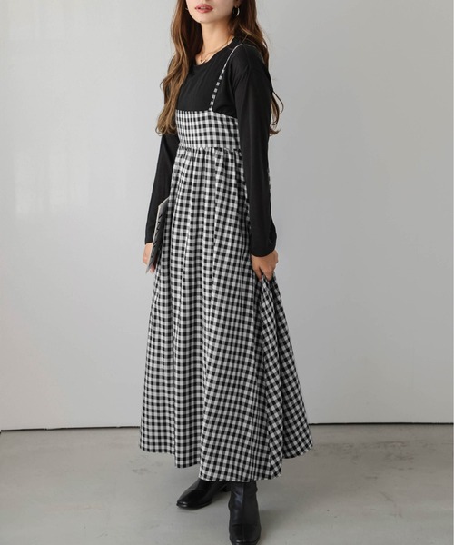 SUGAR BISKET（シュガービスケット）の「ギンガムチェックキャミソールワンピース（ワンピース・レディース・ブラウン系その他/ブラック系その他/パープル系その他/ブルー系その他・フリー）」の21枚目の写真