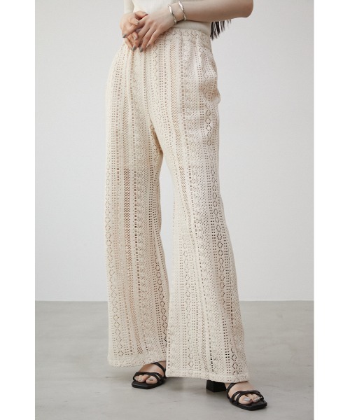 AZUL by moussy(アズールバイマウジー)の「LACE PANTS/レースパンツ(その他パンツ・レディース・アイボリー/ブラック・MEDIUM/SMALL)」の4枚目の写真
