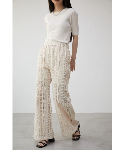 AZUL by moussy(アズールバイマウジー)の「LACE PANTS/レースパンツ(その他パンツ・レディース・アイボリー/ブラック・MEDIUM/SMALL)」の5枚目の写真