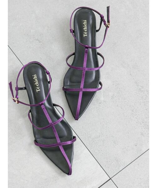 Te chichi（テチチ）の「Tストラップポインテッドヒールサンダル（サンダル・レディース・パープル/ゴールド/ブラック・38/37）」の4枚目の写真