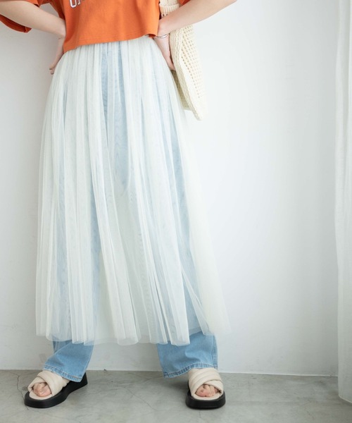 WEGO(ウィゴー)の「WEGO/【一部店限定】2wayボリュームチュールスカート(スカート・レディース・オフホワイト/ブラック・FREE)」の1枚目の写真