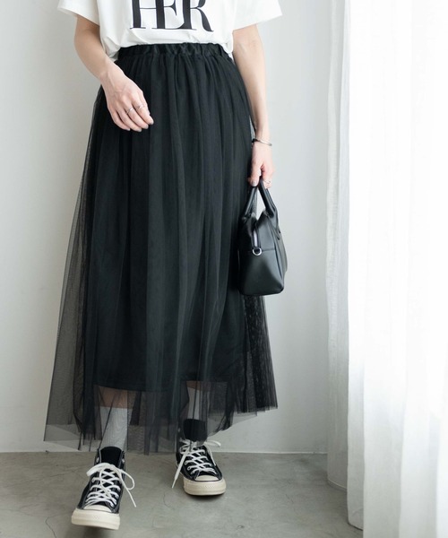 WEGO(ウィゴー)の「WEGO/【一部店限定】2wayボリュームチュールスカート(スカート・レディース・オフホワイト/ブラック・FREE)」の2枚目の写真