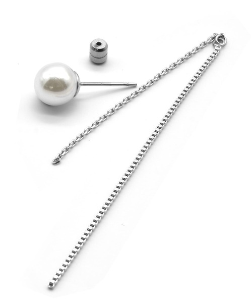 LHME(エルエイチエムイー)の「LHME チェーンドロップパールピアス/サージカルステンレス316L(金属アレルギー対応)(ピアス(両耳用)・レディース・シルバー/ゴールド・ONE SIZE)」の7枚目の写真