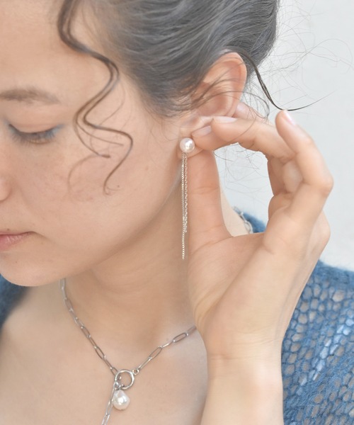 LHME(エルエイチエムイー)の「LHME チェーンドロップパールピアス/サージカルステンレス316L(金属アレルギー対応)(ピアス(両耳用)・レディース・シルバー/ゴールド・ONE SIZE)」の20枚目の写真