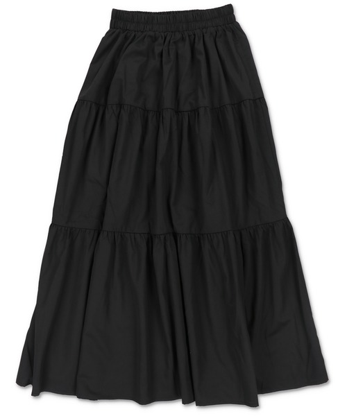 SPINNS（スピンズ）の「ティアードロングスカート（スカート・レディース・ブラック/ホワイト・ONESIZE）」の4枚目の写真