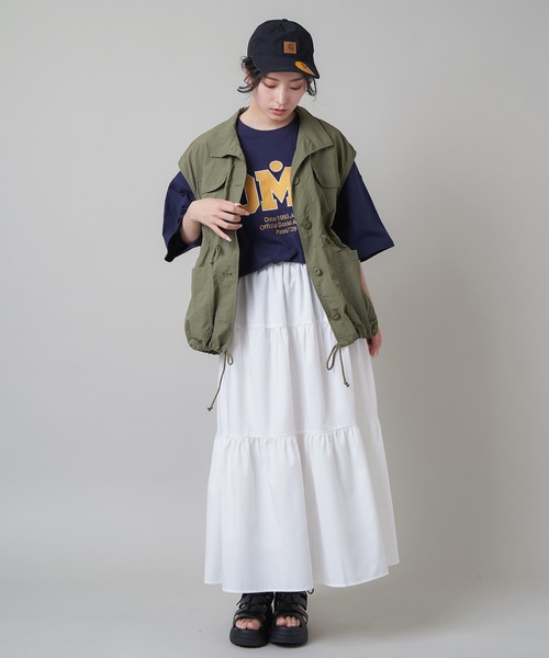 SPINNS（スピンズ）の「ティアードロングスカート（スカート・レディース・ブラック/ホワイト・ONESIZE）」の10枚目の写真