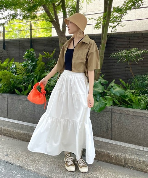 SPINNS（スピンズ）の「ティアードロングスカート（スカート・レディース・ブラック/ホワイト・ONESIZE）」の7枚目の写真