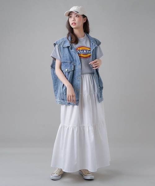 SPINNS（スピンズ）の「ティアードロングスカート（スカート・レディース・ブラック/ホワイト・ONESIZE）」の9枚目の写真