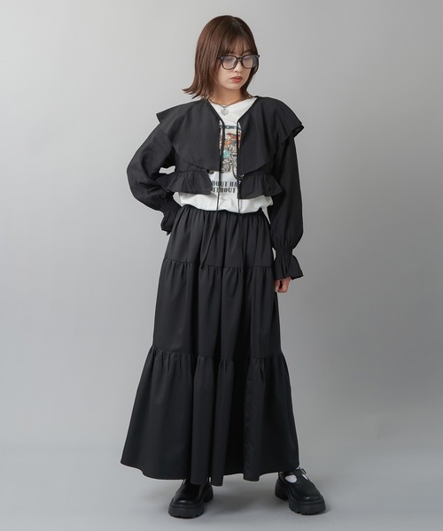 SPINNS（スピンズ）の「ティアードロングスカート（スカート・レディース・ブラック/ホワイト・ONESIZE）」の22枚目の写真