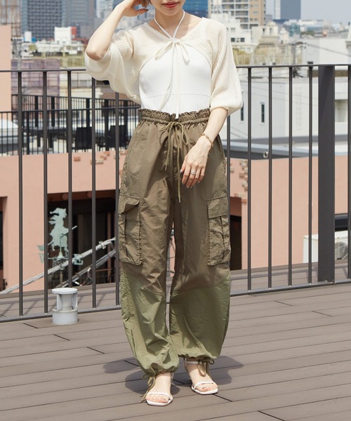 w closet(ダブルクローゼット)の「【SETアイテム】シアーボレロ&リブキャミソール(カーディガン/ボレロ・レディース・オフホワイト/ブラック/ピンク/サックスブルー/ライトブラウン・FREE)」の10枚目の写真