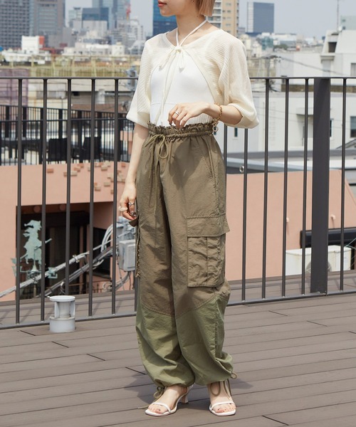 w closet(ダブルクローゼット)の「【SETアイテム】シアーボレロ&リブキャミソール(カーディガン/ボレロ・レディース・オフホワイト/ブラック/ピンク/サックスブルー/ライトブラウン・FREE)」の12枚目の写真