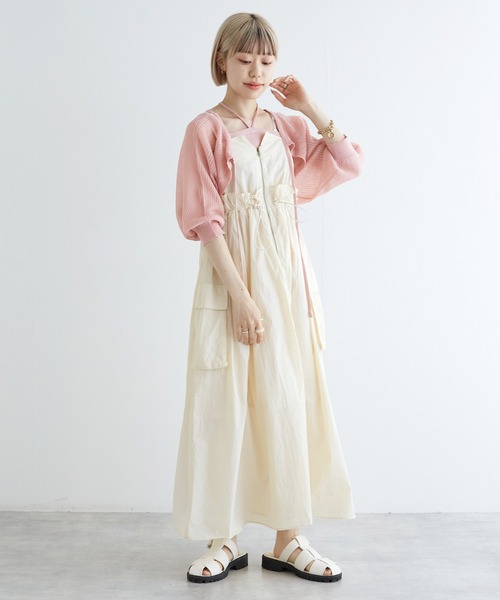 w closet(ダブルクローゼット)の「【SETアイテム】シアーボレロ&リブキャミソール(カーディガン/ボレロ・レディース・オフホワイト/ブラック/ピンク/サックスブルー/ライトブラウン・FREE)」の13枚目の写真
