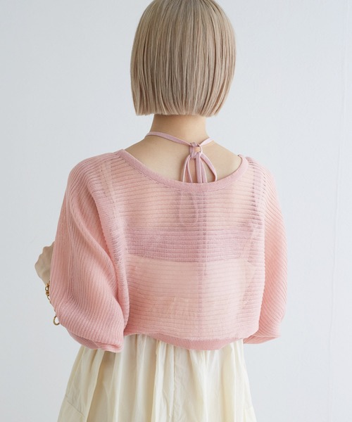 w closet(ダブルクローゼット)の「【SETアイテム】シアーボレロ&リブキャミソール(カーディガン/ボレロ・レディース・オフホワイト/ブラック/ピンク/サックスブルー/ライトブラウン・FREE)」の15枚目の写真