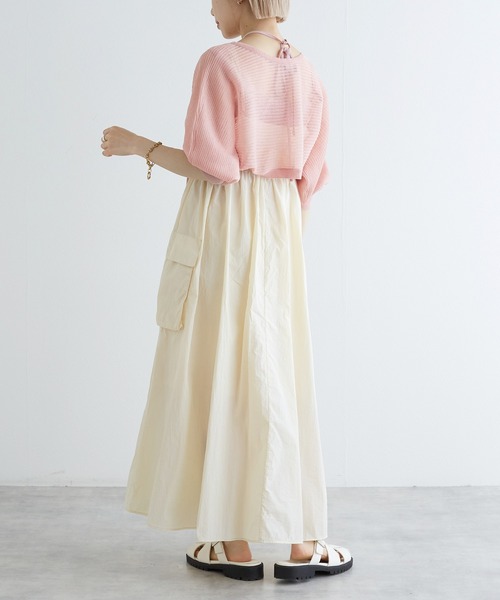w closet(ダブルクローゼット)の「【SETアイテム】シアーボレロ&リブキャミソール(カーディガン/ボレロ・レディース・オフホワイト/ブラック/ピンク/サックスブルー/ライトブラウン・FREE)」の16枚目の写真